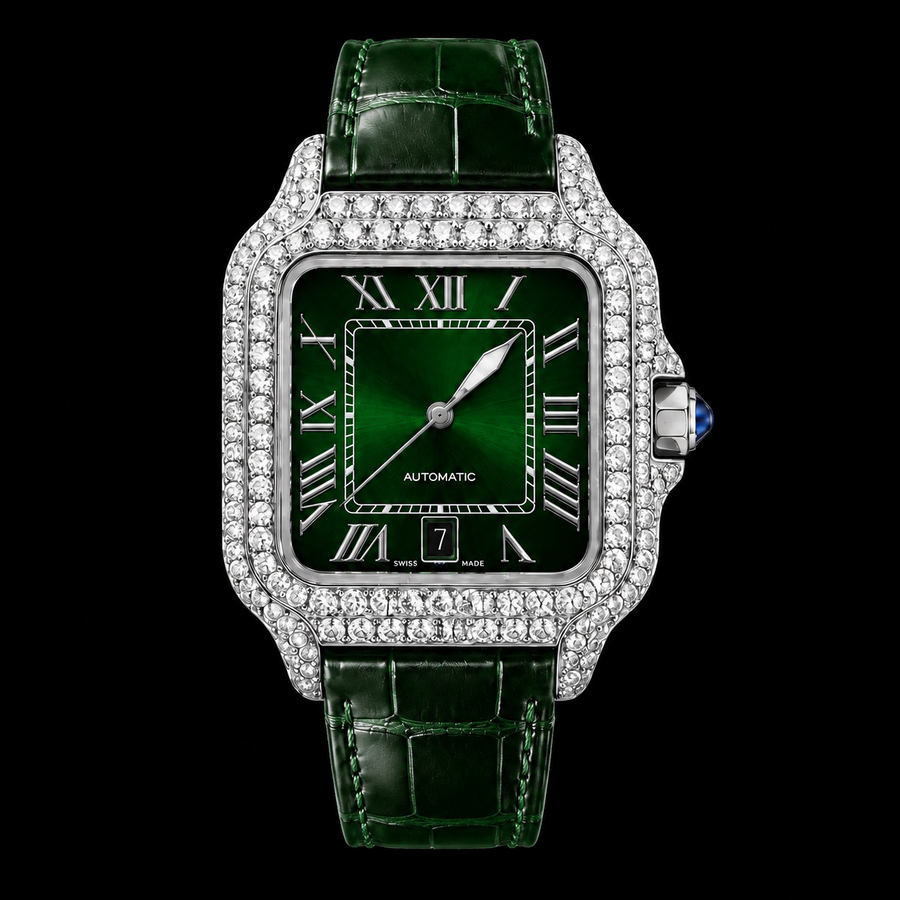 Moissanite Cartier Green Strap
